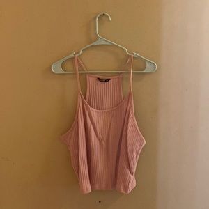 Pink ribbed tank top